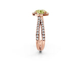 Rose gold Fancy Yellow Round  Halo Split Shank Diamond Ring with Pavé Setting_28