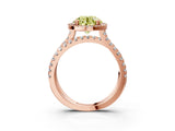 Rose gold Fancy Yellow Round  Halo Split Shank Diamond Ring with Pavé Setting_29