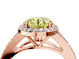 Rose gold Fancy Yellow Round  Halo Split Shank Diamond Ring with Prong Setting_4