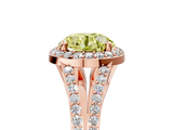 Rose gold Fancy Yellow Round  Halo Split Shank Diamond Ring with Prong Setting_5