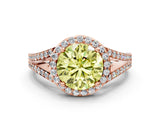 Rose gold Fancy Yellow Round  Halo Split Shank Pave Diamond Ring with Four-Prong Setting_29