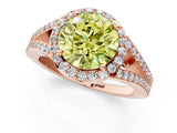 Rose gold Fancy Yellow Round  Halo Split Shank Pave Diamond Ring with Four-Prong Setting_30