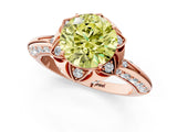 Rose gold Fancy Yellow Round  Halo Split Shank Pave Diamond Ring with Petal Prong Setting_21