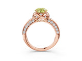 Rose gold Fancy Yellow Round  Halo Split Shank Pave Diamond Ring with Petal Prong Setting_23