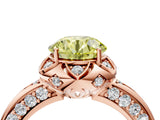 Rose gold Fancy Yellow Round  Halo Split Shank Pave Diamond Ring with Petal Prong Setting_24