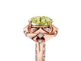 Rose gold Fancy Yellow Round  Halo Split Shank Pave Diamond Ring with Petal Prong Setting_25
