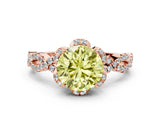 Rose gold Fancy Yellow Round  Halo Twist Band Solitaire Ring with Six-Prong Setting_3