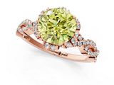 Rose gold Fancy Yellow Round  Halo Twist Band Solitaire Ring with Six-Prong Setting_4