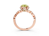 Rose gold Fancy Yellow Round  Halo Twist Band Solitaire Ring with Six-Prong Setting_6