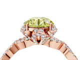 Rose gold Fancy Yellow Round  Halo Twist Band Solitaire Ring with Six-Prong Setting_7