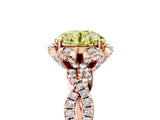 Rose gold Fancy Yellow Round  Halo Twist Band Solitaire Ring with Six-Prong Setting_8