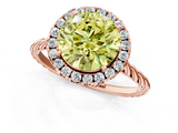 Rose gold Fancy Yellow Round  Halo Twisted Band Four-Prong Diamond Ring_1