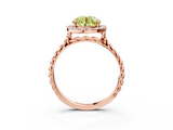 Rose gold Fancy Yellow Round  Halo Twisted Band Four-Prong Diamond Ring_3