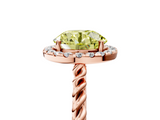 Rose gold Fancy Yellow Round  Halo Twisted Band Four-Prong Diamond Ring_5