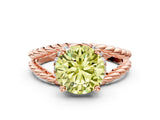 Rose gold Fancy Yellow Round  Halo Twisted Band Four-Prong Ring_32