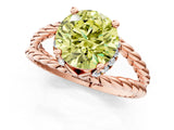 Rose gold Fancy Yellow Round  Halo Twisted Band Four-Prong Ring_33