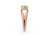 Rose gold Fancy Yellow Round  Halo Twisted Band Four-Prong Ring_34