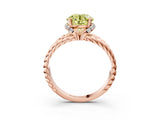 Rose gold Fancy Yellow Round  Halo Twisted Band Four-Prong Ring_35