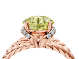 Rose gold Fancy Yellow Round  Halo Twisted Band Four-Prong Ring_36