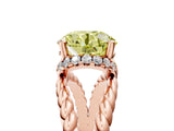 Rose gold Fancy Yellow Round  Halo Twisted Band Four-Prong Ring_37
