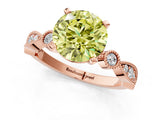 Rose gold Fancy Yellow Round  Milgrain Bezel Diamond Engagement Ring with Solitaire Prong Setting_29
