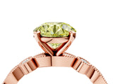 Rose gold Fancy Yellow Round  Milgrain Bezel Diamond Engagement Ring with Solitaire Prong Setting_32