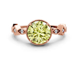Rose gold Fancy Yellow Round  Milgrain Marquise Diamond Twist Band Ring_63