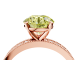 Rose gold Fancy Yellow Round  Milgrain Pave Diamond Engagement Ring with Four-Prong Setting_4