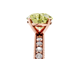 Rose gold Fancy Yellow Round  Milgrain Pave Diamond Engagement Ring with Four-Prong Setting_5