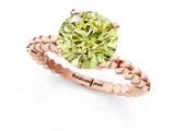 Rose gold Fancy Yellow Round  Solitaire Beaded Band Prong Setting Ring 1