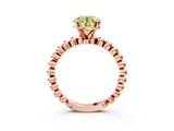 Rose gold Fancy Yellow Round  Solitaire Beaded Band Prong Setting Ring 3
