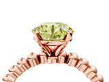 Rose gold Fancy Yellow Round  Solitaire Beaded Band Prong Setting Ring 4