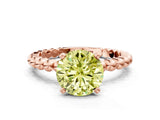 Rose gold Fancy Yellow Round  Solitaire Beaded Band Prong Setting Ring