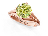 Rose gold Fancy Yellow Round  Solitaire Beaded Band Six-Prong Setting_13
