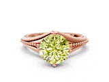 Rose gold Fancy Yellow Round  Solitaire Beaded Band Six-Prong Setting_29