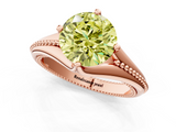 Rose gold Fancy Yellow Round  Solitaire Beaded Band Six-Prong Setting_30
