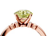Rose gold Fancy Yellow Round  Solitaire Beaded Band with Four-Prong Setting_4