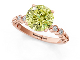 Rose gold Fancy Yellow Round  Solitaire Bezel Accent Diamond Engagement Ring with Beaded Band and Four-Prong Setting_1