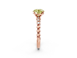 Rose gold Fancy Yellow Round  Solitaire Bezel Accent Diamond Engagement Ring with Beaded Band and Four-Prong Setting_2