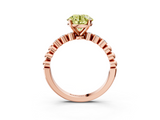 Rose gold Fancy Yellow Round  Solitaire Bezel Accent Diamond Engagement Ring with Beaded Band and Four-Prong Setting_3