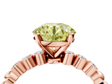 Rose gold Fancy Yellow Round  Solitaire Bezel Accent Diamond Engagement Ring with Beaded Band and Four-Prong Setting_4