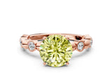 Rose gold Fancy Yellow Round  Solitaire Bezel-Set Diamond Ring with Beaded Band and Four-Prong Setting_29