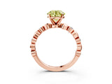 Rose gold Fancy Yellow Round  Solitaire Bezel-Set Diamond Ring with Beaded Band and Four-Prong Setting_32