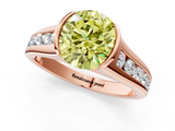 Rose gold Fancy Yellow Round  Solitaire Bezel-Set Diamond Ring with Channel-Set Band_1