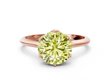 Rose gold Fancy Yellow Round  Solitaire Cathedral Diamond Ring with Six-Prong Setting