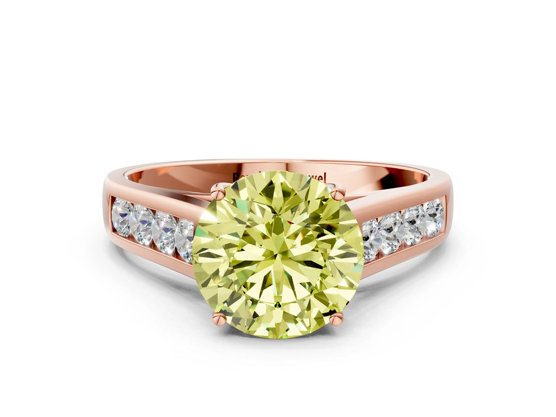 Rose gold Fancy Yellow Round  Solitaire Channel-Set Diamond Engagement Ring with Four-Prong Setting_28