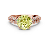 Rose gold Fancy Yellow Round  Solitaire Chevron Pave Diamond Engagement Ring with Six-Prong Setting