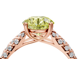 Rose gold Fancy Yellow Round  Solitaire Chevron Pave Diamond Engagement Ring with Six-Prong Setting_4