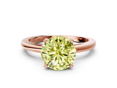 Rose gold Fancy Yellow Round  Solitaire Diamond Engagement Ring with Four-Prong Setting on a Classic Band_3