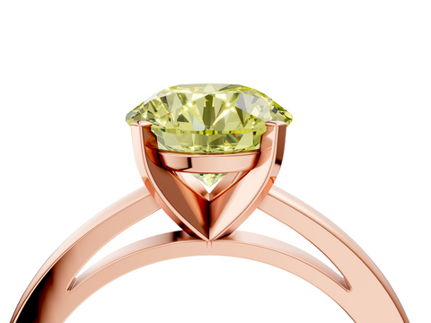 Rose gold Fancy Yellow Round  Solitaire Diamond Engagement Ring with Four-Prong Setting on a Classic Band_7